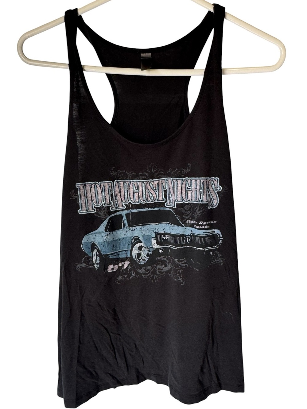 Retro Hot August Nights Reno Biker Muscle Car Soft Black Tank Top Women’s XL